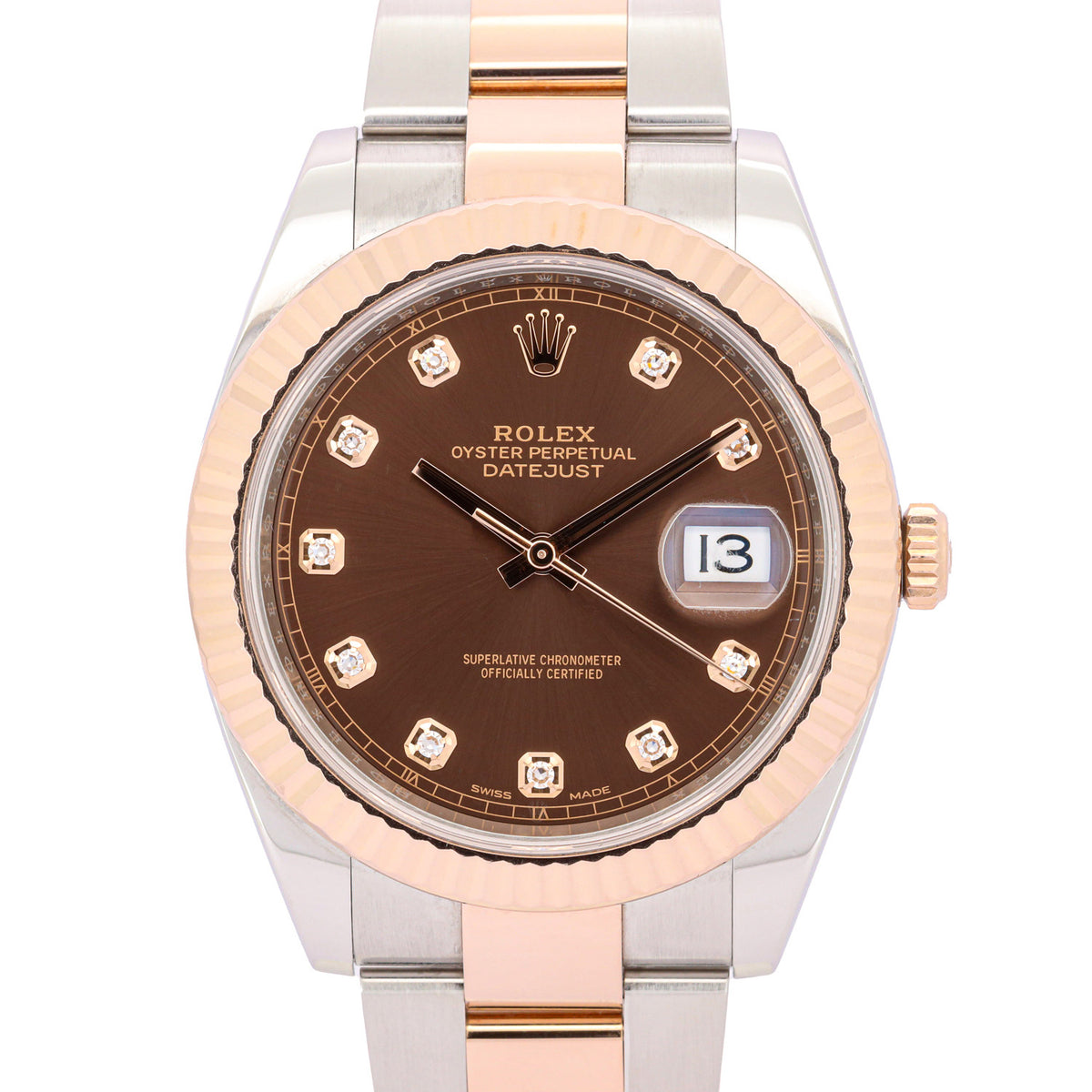 Rolex Datejust 41 126331 Diamond-Chocolate Dial Stahl/Rosé Full Set