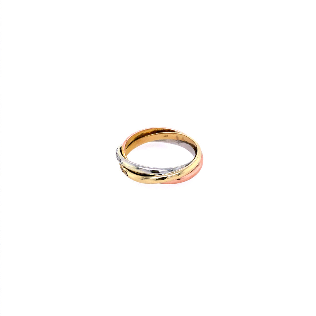 Ring Tricolor Gold 585 - 14 ct. mit Diamanten