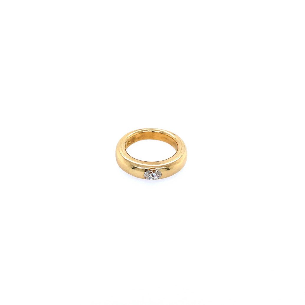 antiker-echtschmuck-antike-ringe-Ring Gelbgold 750 mit Diamant "Oval-Cut"-10298-Prejou