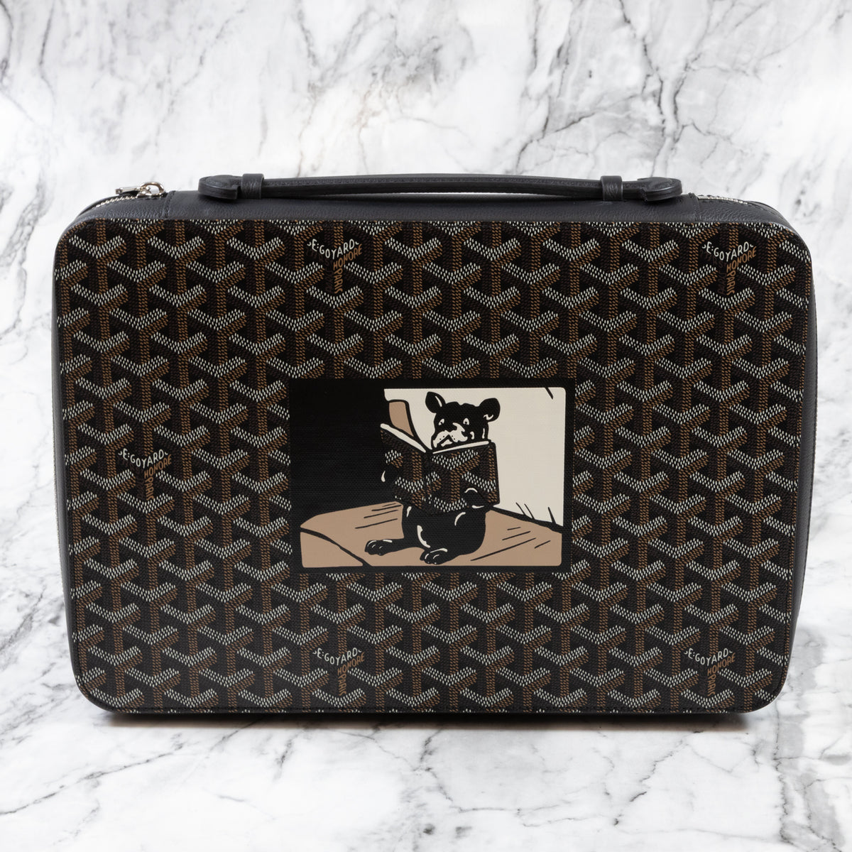 Goyard Compagnon Universel A4 Black – Hand Painted French Bulldog- Exclusive