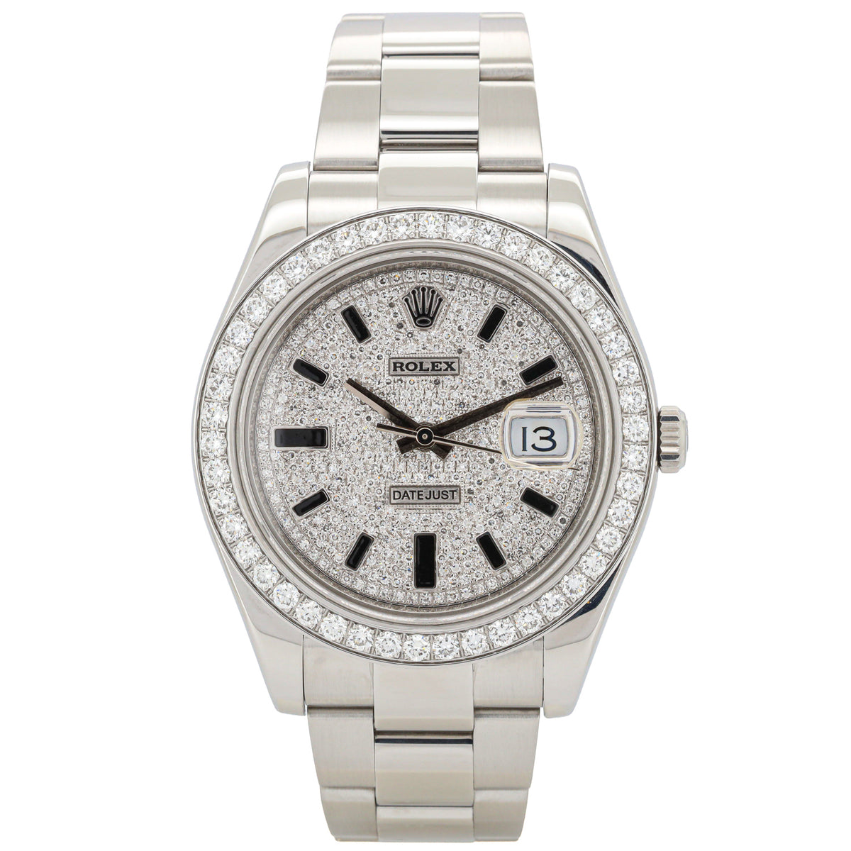 Rolex Datejust II 41 116300 Diamond Dial Iced Out  Oyster