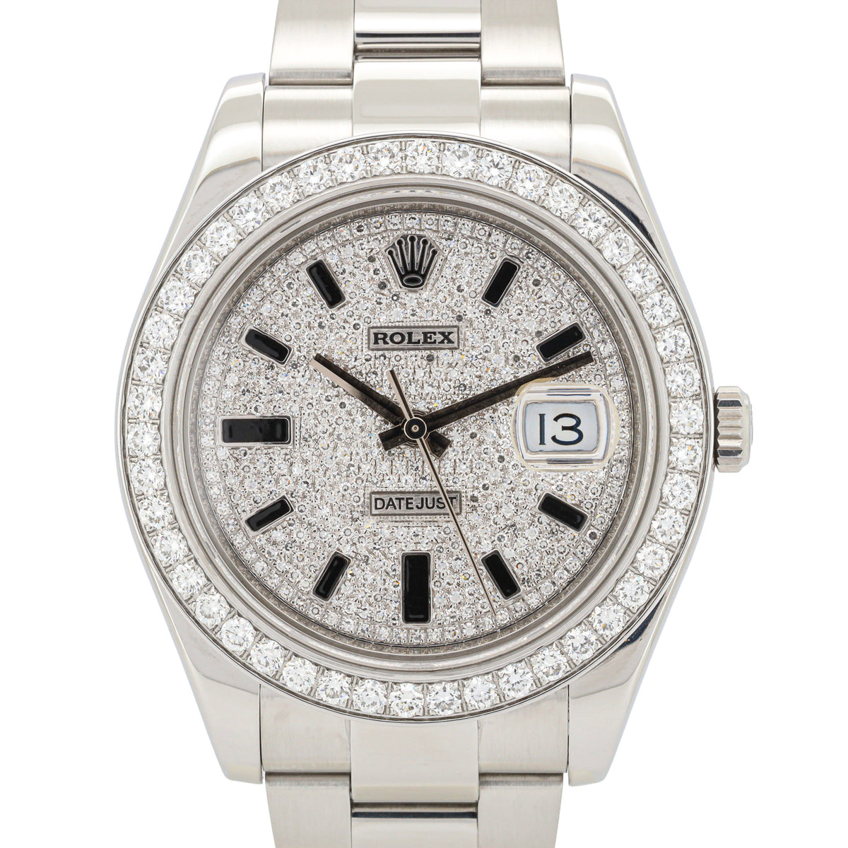 Rolex Datejust II 41 116300 Diamond Dial Iced Out  Oyster