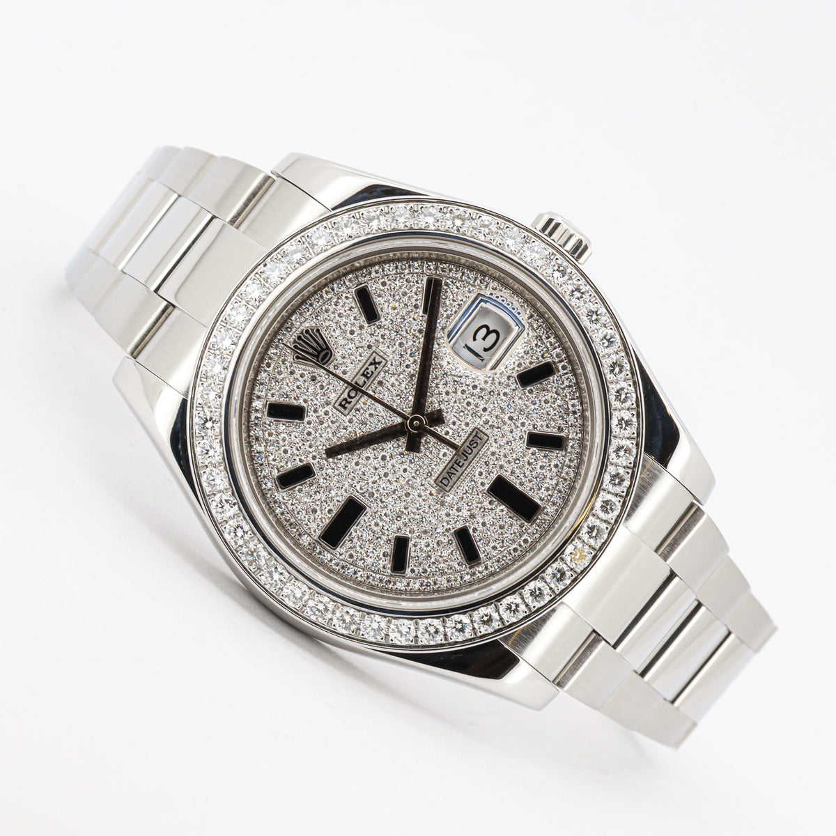 Rolex Datejust II 41 116300 Diamond Dial Iced Out  Oyster