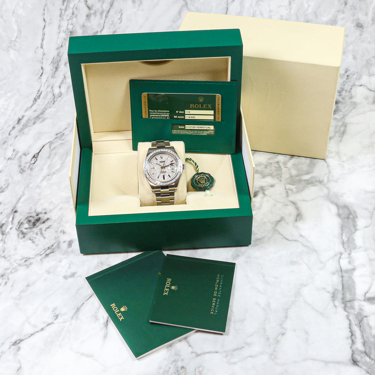 Rolex Datejust II 41 116300 Diamond Dial Iced Out  Oyster