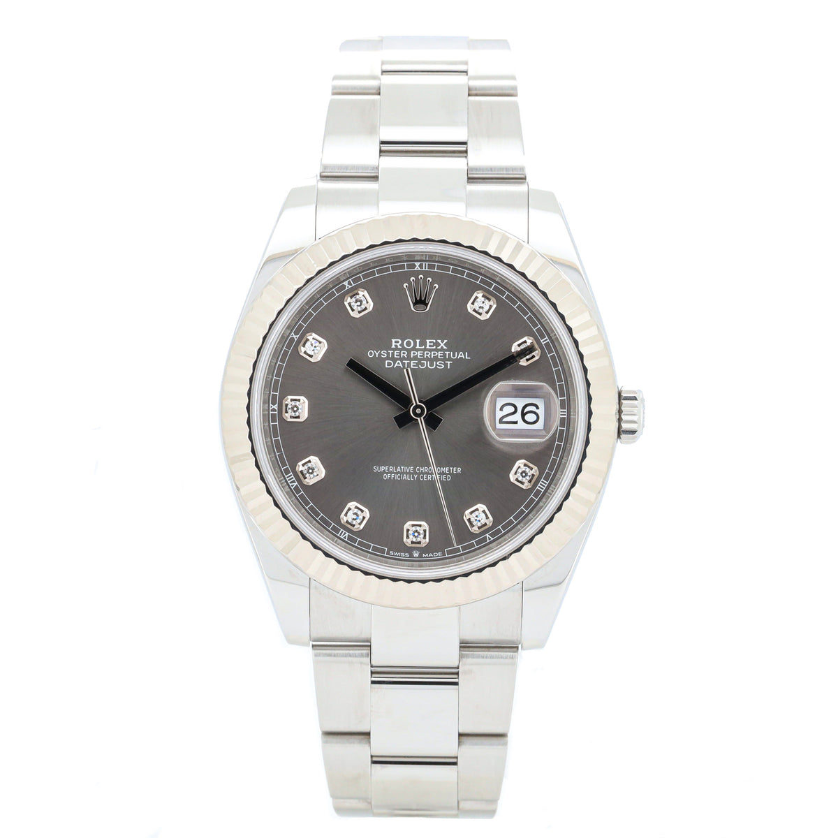Rolex Datejust 41 126334 Rhodium Diamond Dial Qyster