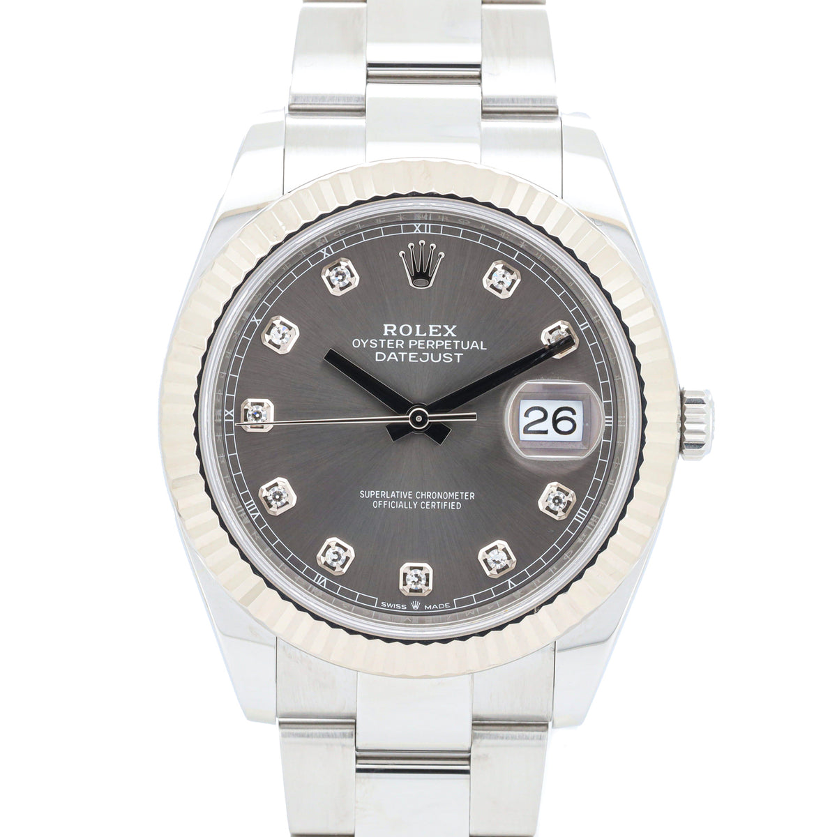 Rolex Datejust 41 126334 Rhodium Diamond Dial Qyster