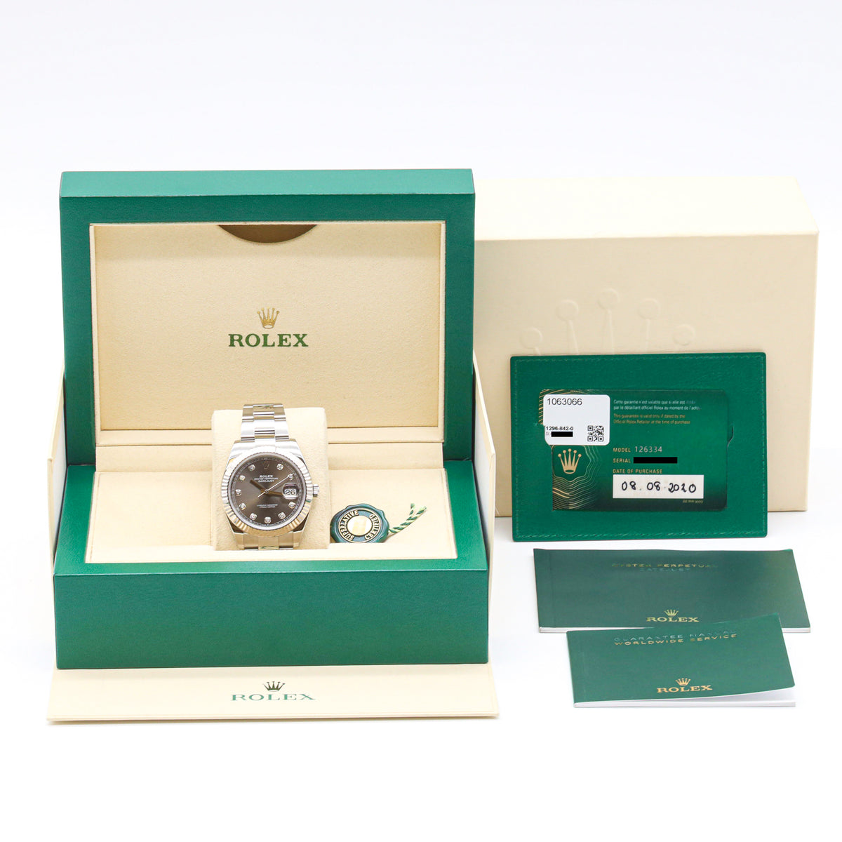 Rolex Datejust 41 126334 Rhodium Diamond Dial Qyster