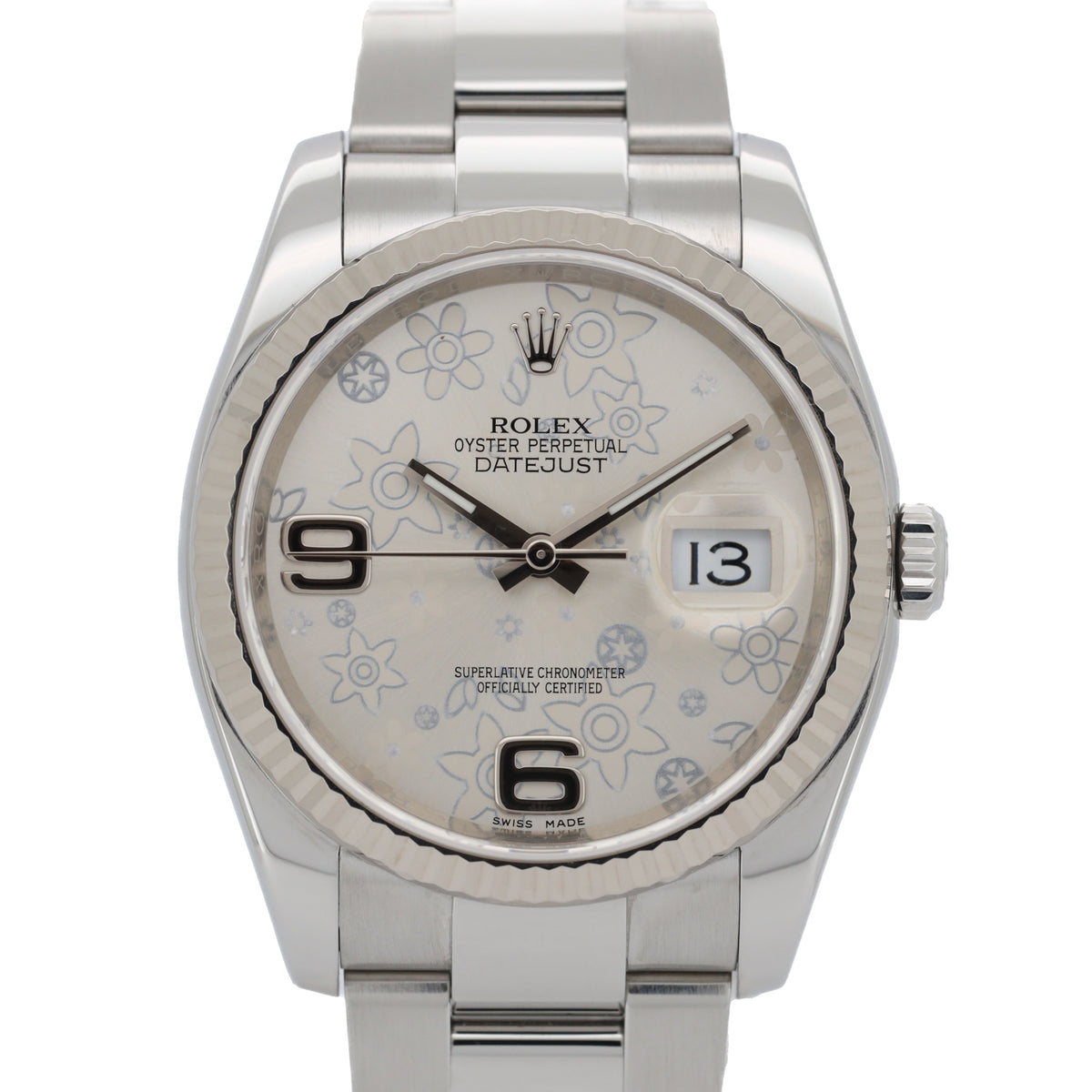 Rolex Datejust 36 116234 Flower Dial Oyster Weißgold Edelstahl