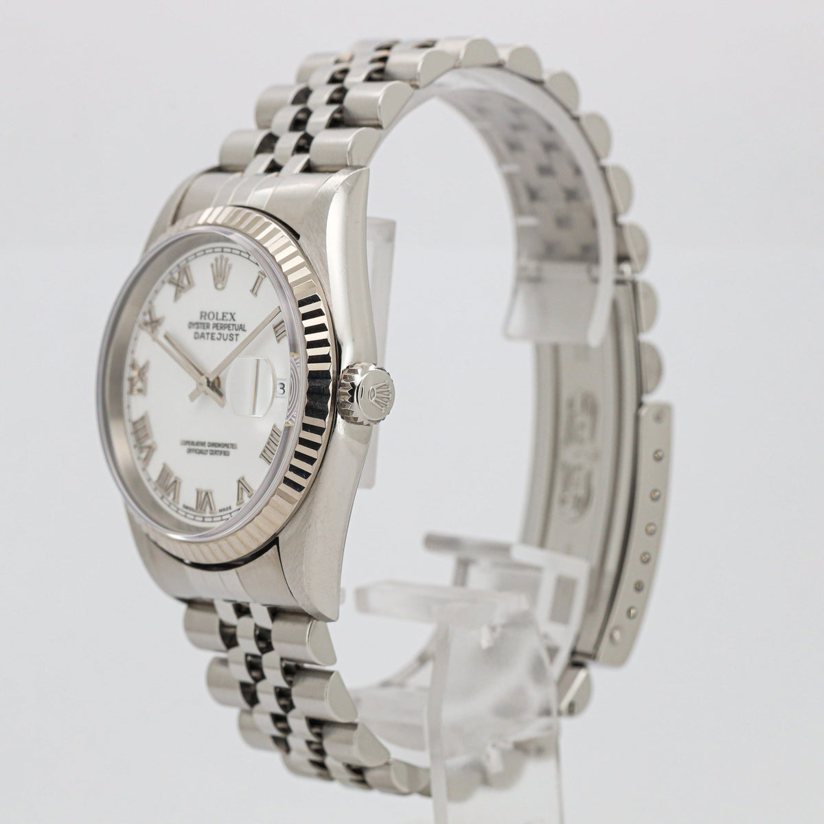 Rolex Datejust 36 16234 White Roman Dial no holes Edelstahl