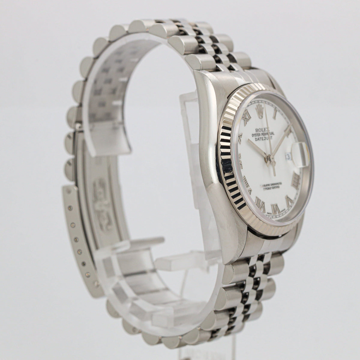 Rolex Datejust 36 16234 White Roman Dial no holes Edelstahl