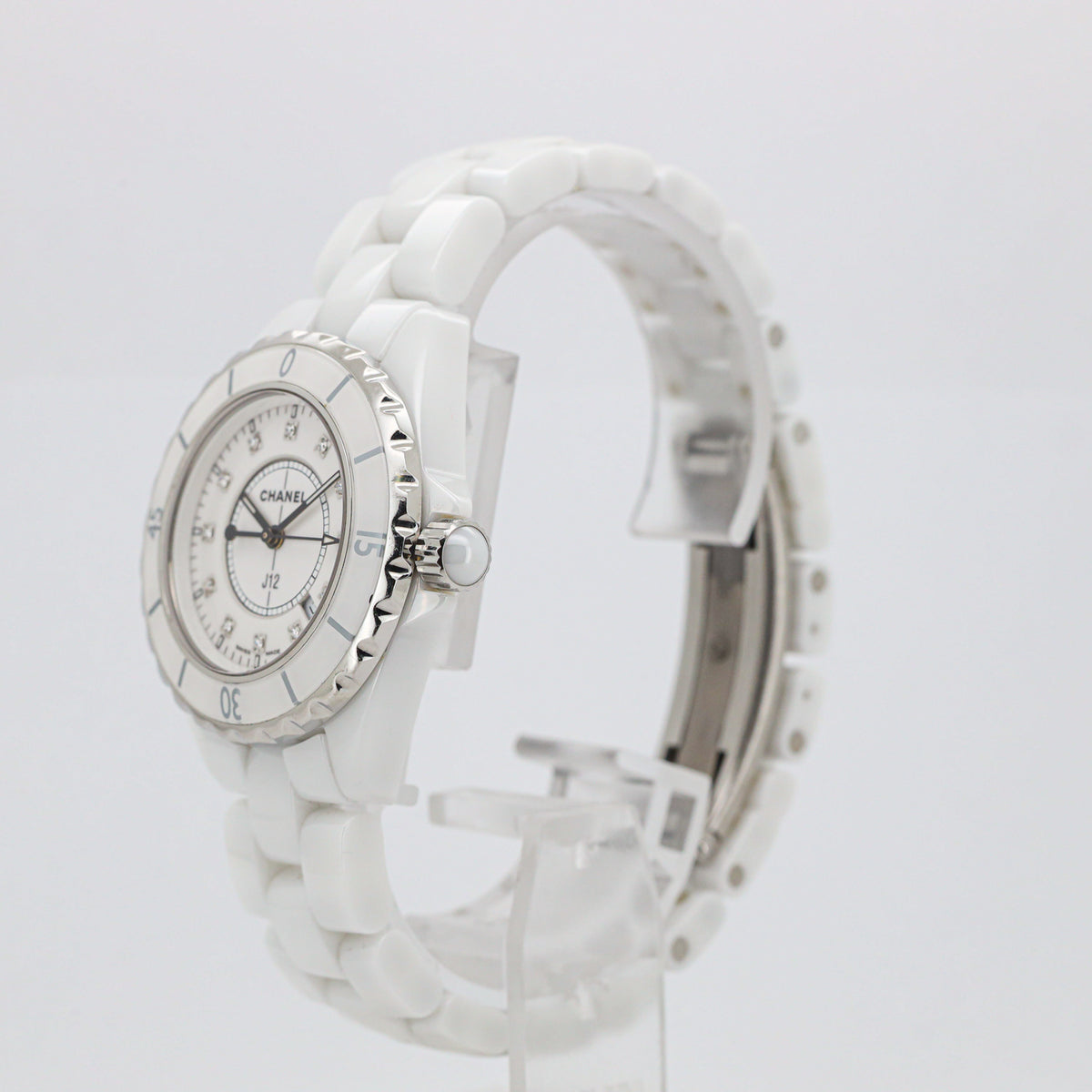 Chanel J12 33mm H0968 White Ceramic Diamond Dial