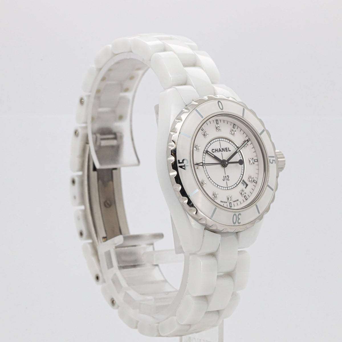 Chanel J12 33mm H0968 White Ceramic Diamond Dial