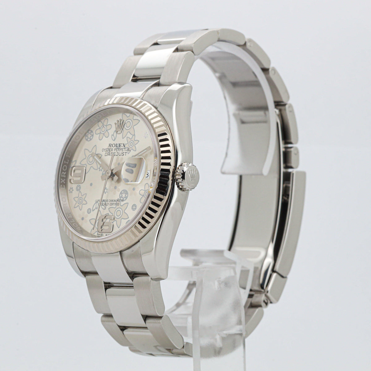 Rolex Datejust 36 116234 Flower Dial Oyster Weißgold Edelstahl