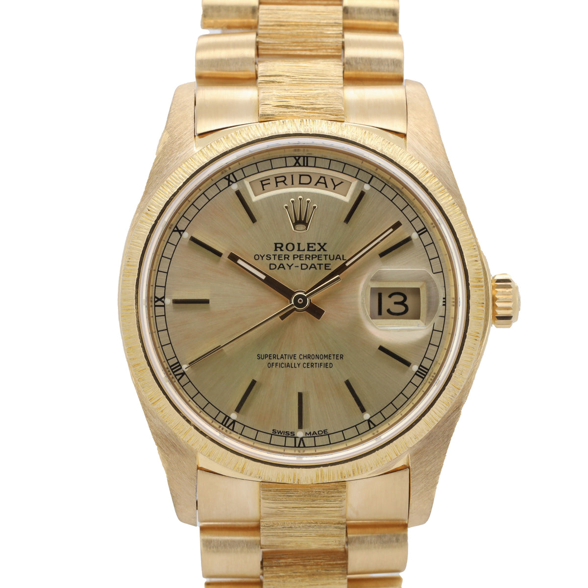 Rolex Day-Date 36 Borke 18078 Gelbgold Papiere 1982