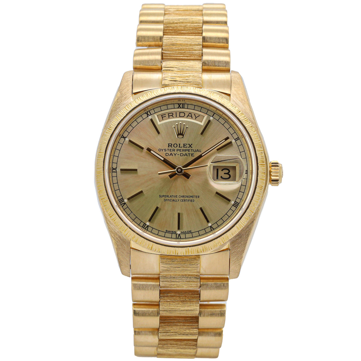 Rolex Day-Date 36 Borke 18078 Gelbgold Papiere 1982