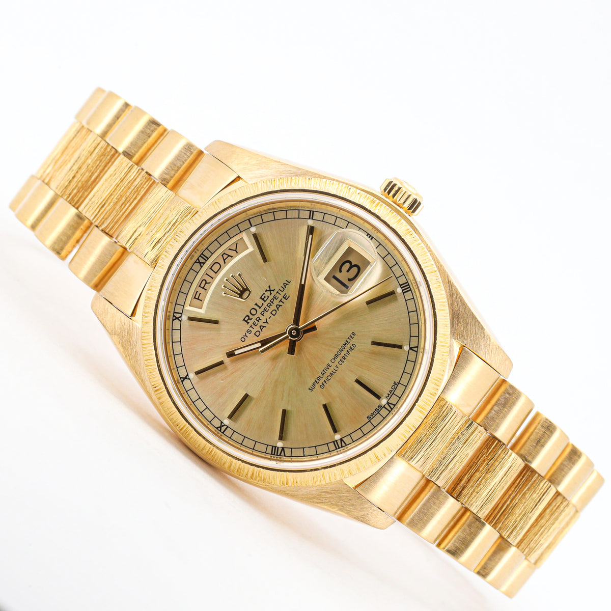Rolex Day-Date 36 Borke 18078 Gelbgold Papiere 1982