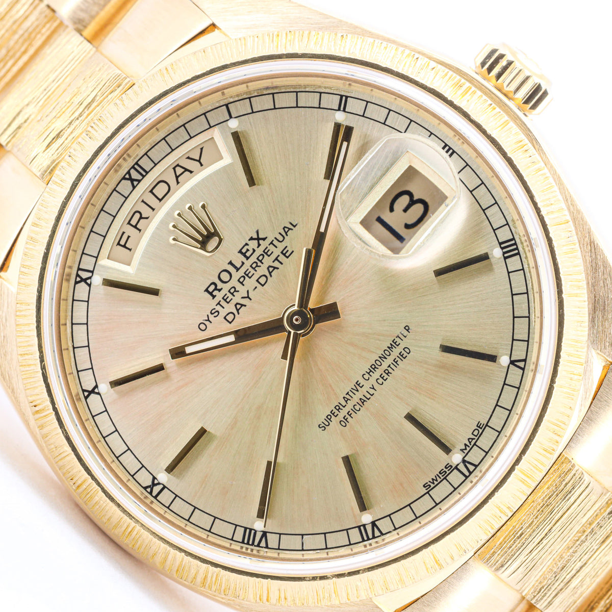 Rolex Day-Date 36 Borke 18078 Gelbgold Papiere 1982