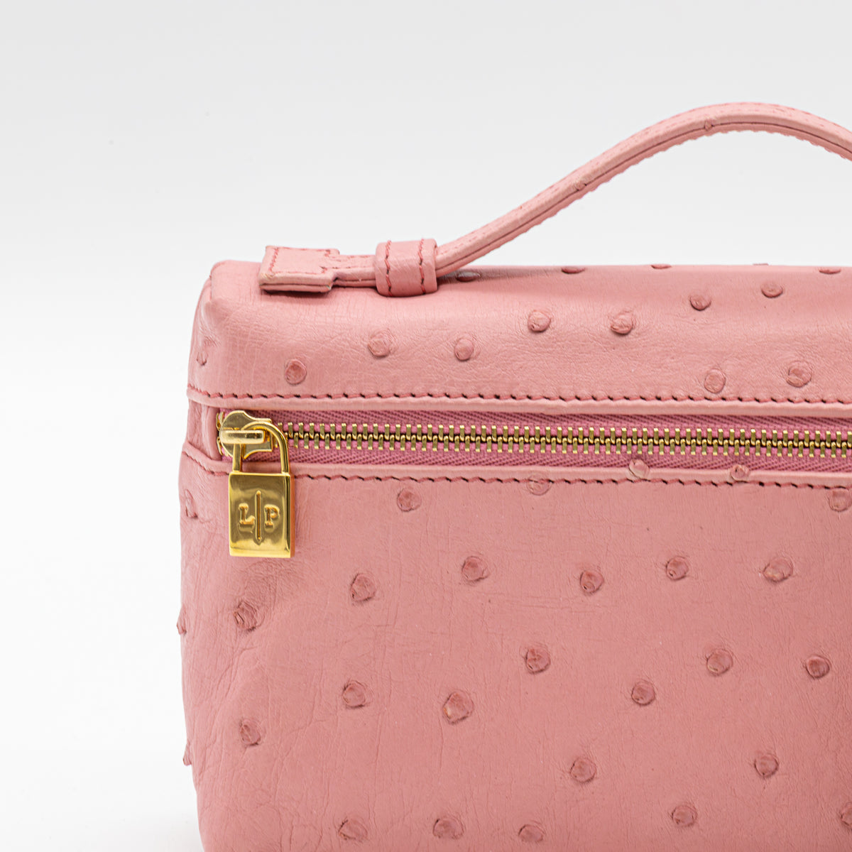 Loro Piana Extra Pocket L19 Pink Straußenleder Ostrich Tasche Neu