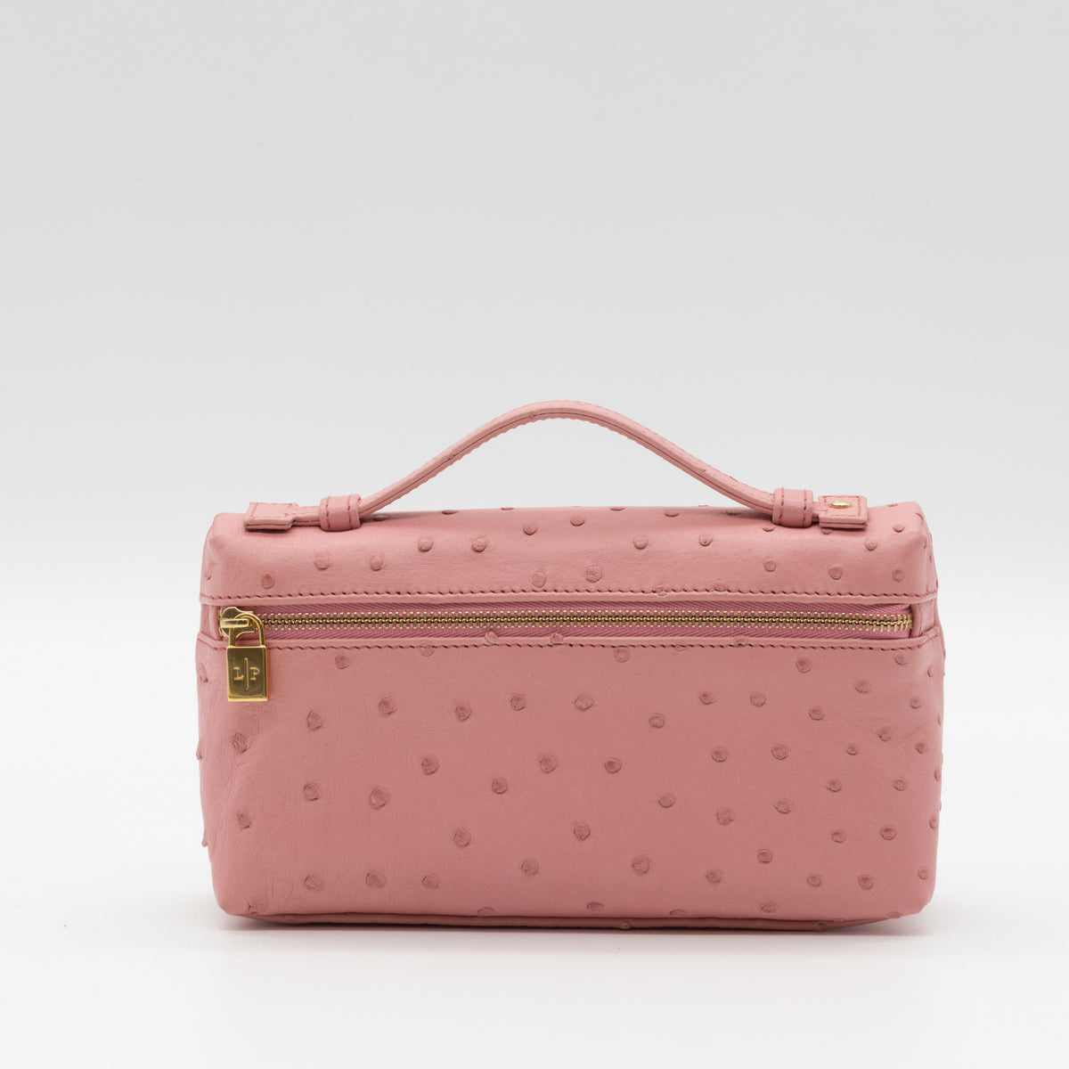 Loro Piana Extra Pocket L19 Pink Straußenleder Ostrich Tasche Neu