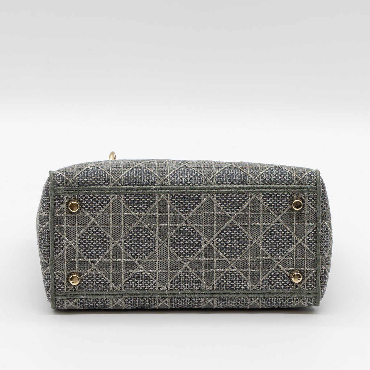 Christian Dior Lady D-Lite Medium Cannage Silber/Grau Canvas Handtasche