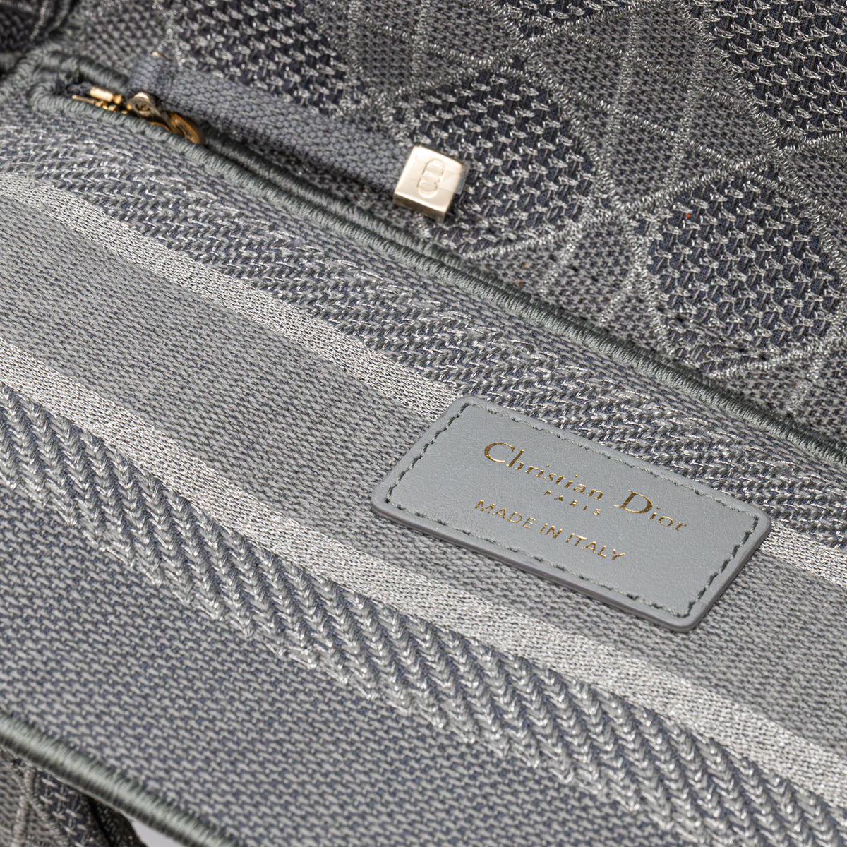 Christian Dior Lady D-Lite Medium Cannage Silber/Grau Canvas Handtasche