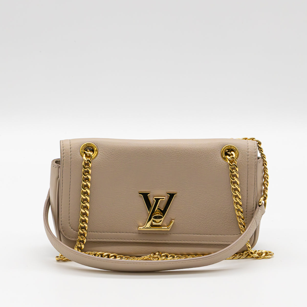 Louis Vuitton Lock Me Chain Bag East West Leather M22304 Leder Greige