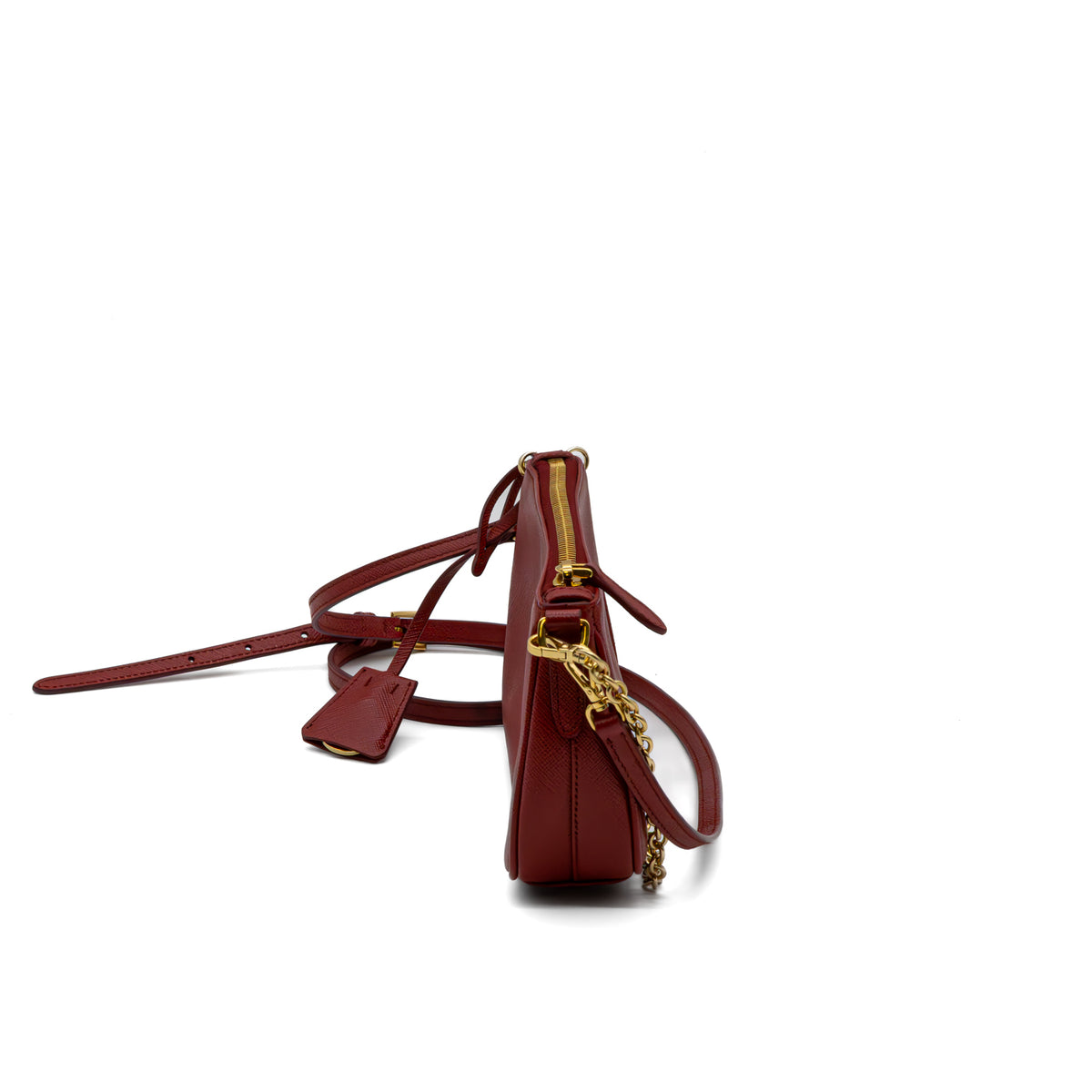 Prada Saffiano Re-Edition 2000 Schultertasche Rot Leder