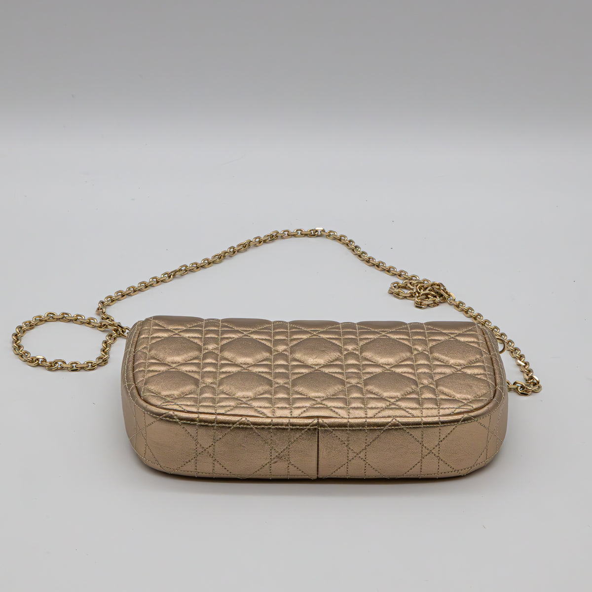 Christian Dior Wallet on Chain Metallic Gold Cannage Leder
