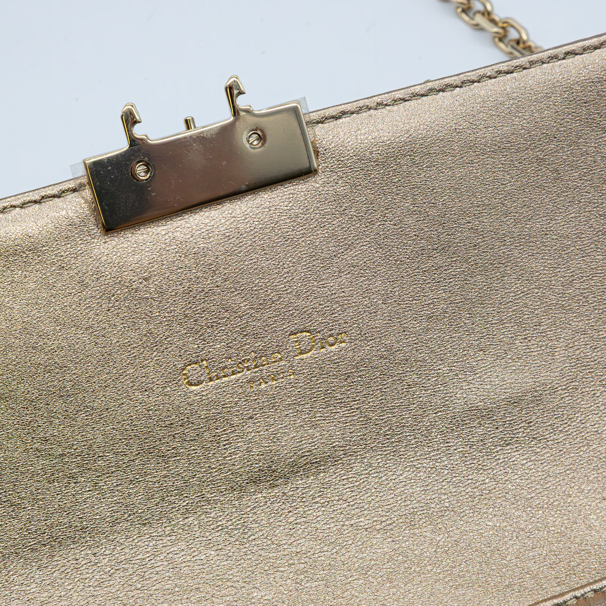 Christian Dior Wallet on Chain Metallic Gold Cannage Leder