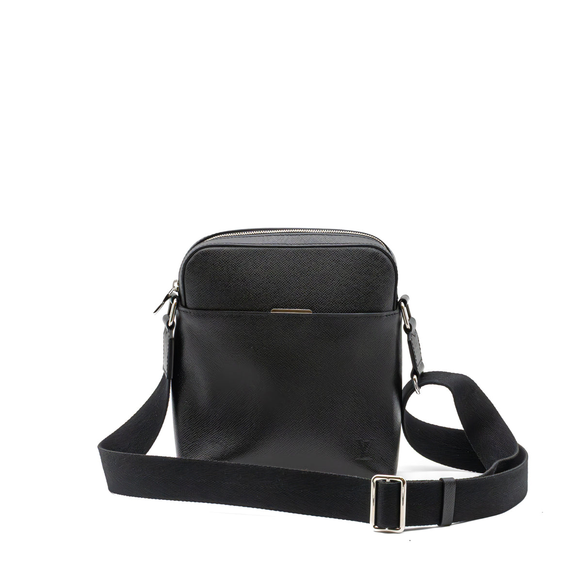 Louis Vuitton Pochette Anton Taiga Leder Ardoise Umhängetasche Schwarz