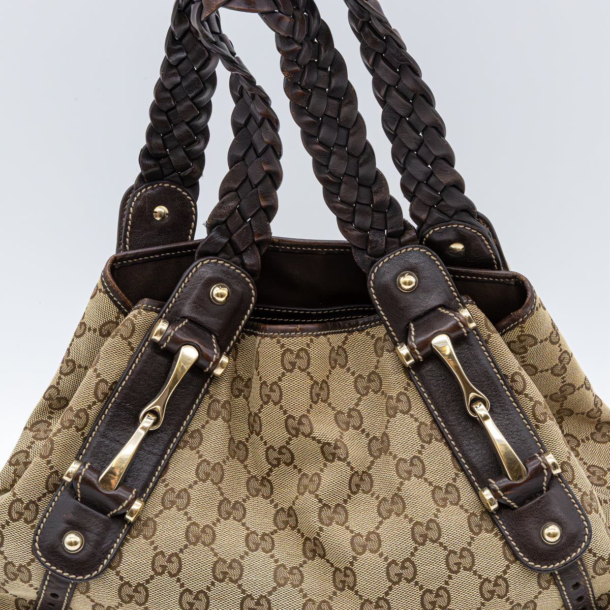 Gucci GG Canvas Pelham Hobo Bag Schultertasche Monogram Canvas Braun Vintage