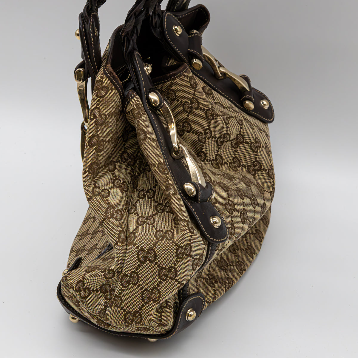 Gucci GG Canvas Pelham Hobo Bag Schultertasche Monogram Canvas Braun Vintage