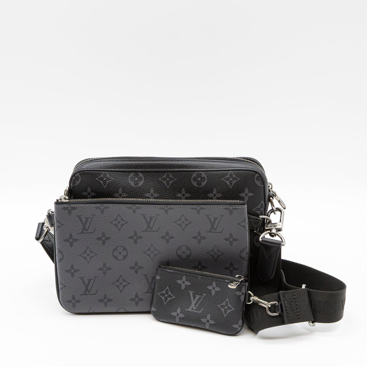 Louis Vuitton Trio Messenger Monogram Eclipse Canvas Umhängetasche Schwarz M69443