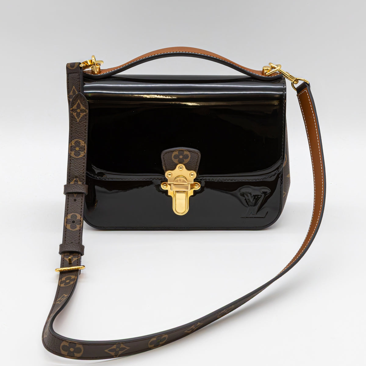 Louis Vuitton Cherrywood BB Schwarz Monogram Vernis Handtasche Crossbody Bag