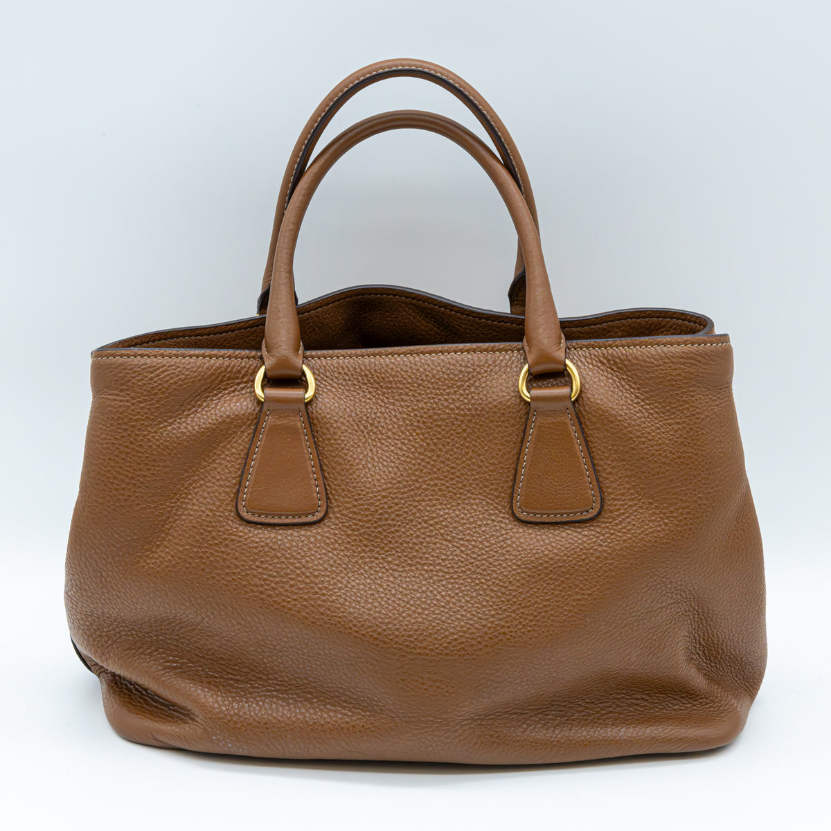 Prada Vitello Daino Leder Shopper Braun Handtasche Schultertasche Kalbsleder Neu