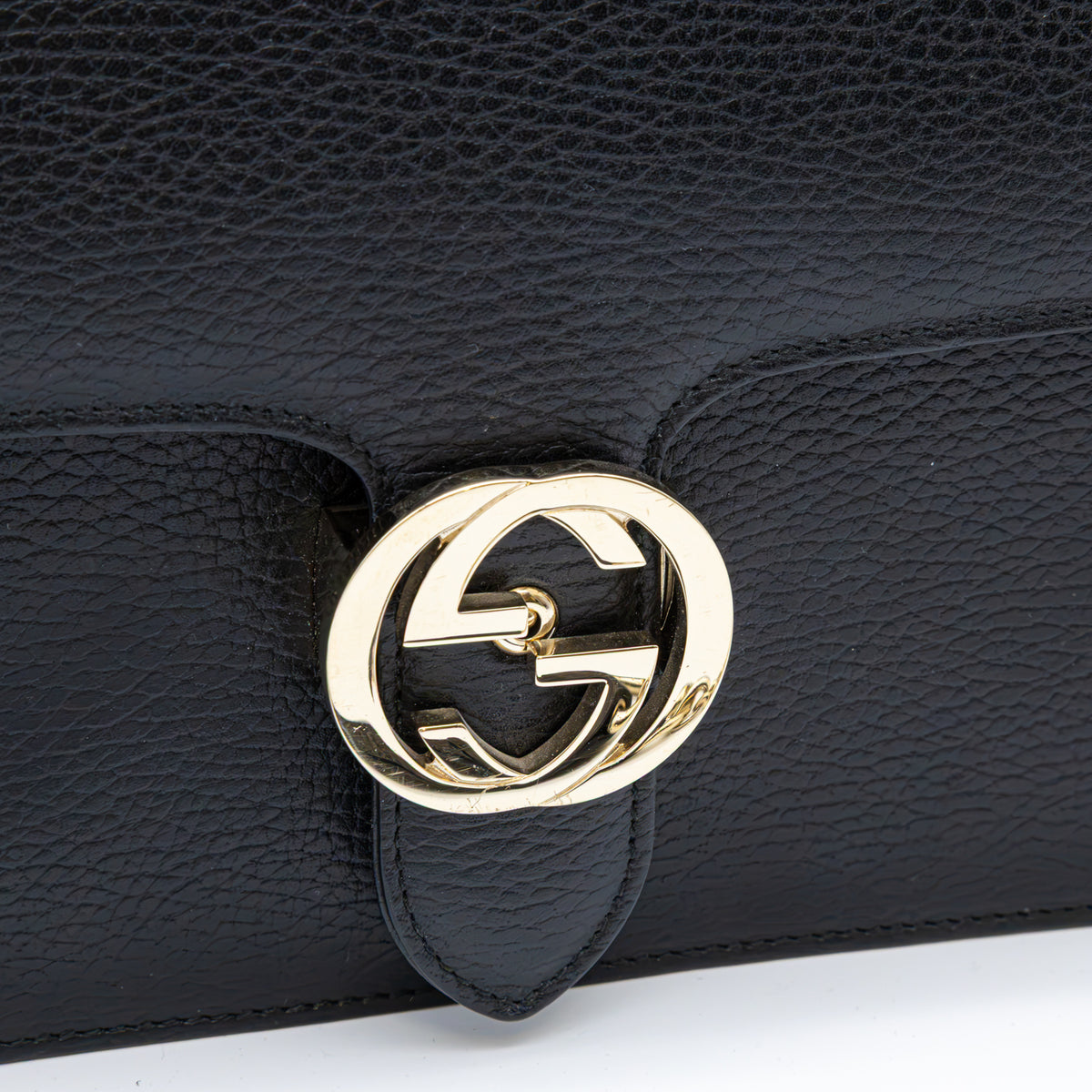 Gucci Interlocking G Medium Schultertasche Schwarz Leder Gold Chain Bag