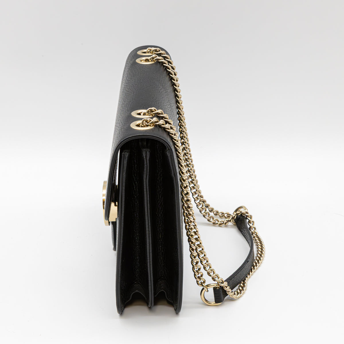 Gucci Interlocking G Medium Schultertasche Schwarz Leder Gold Chain Bag