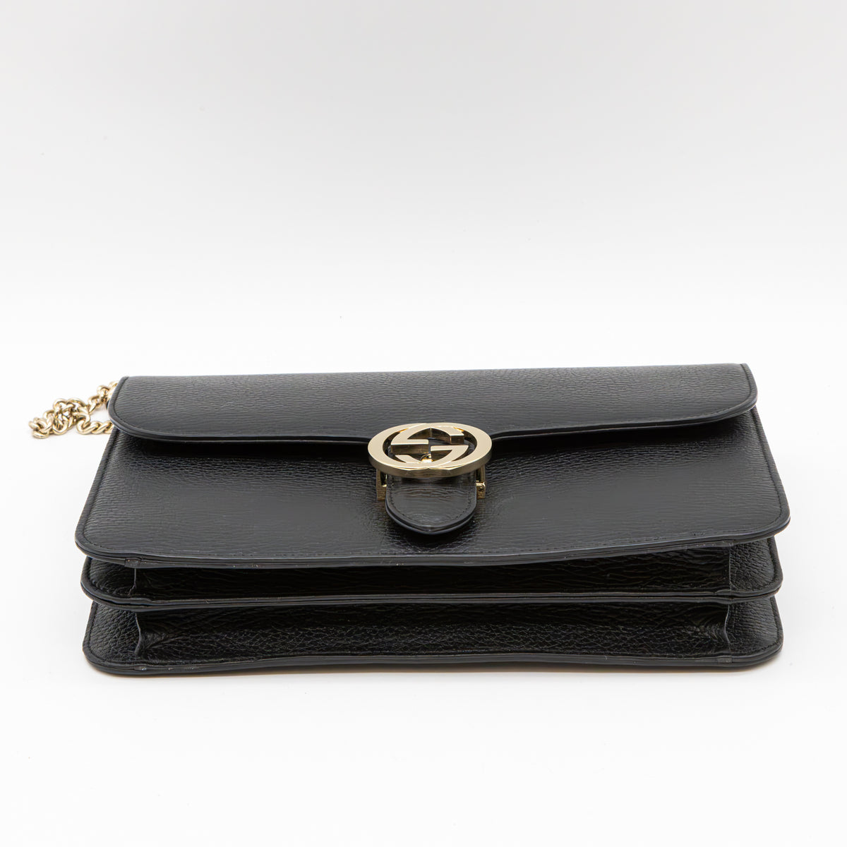 Gucci Interlocking G Medium Schultertasche Schwarz Leder Gold Chain Bag