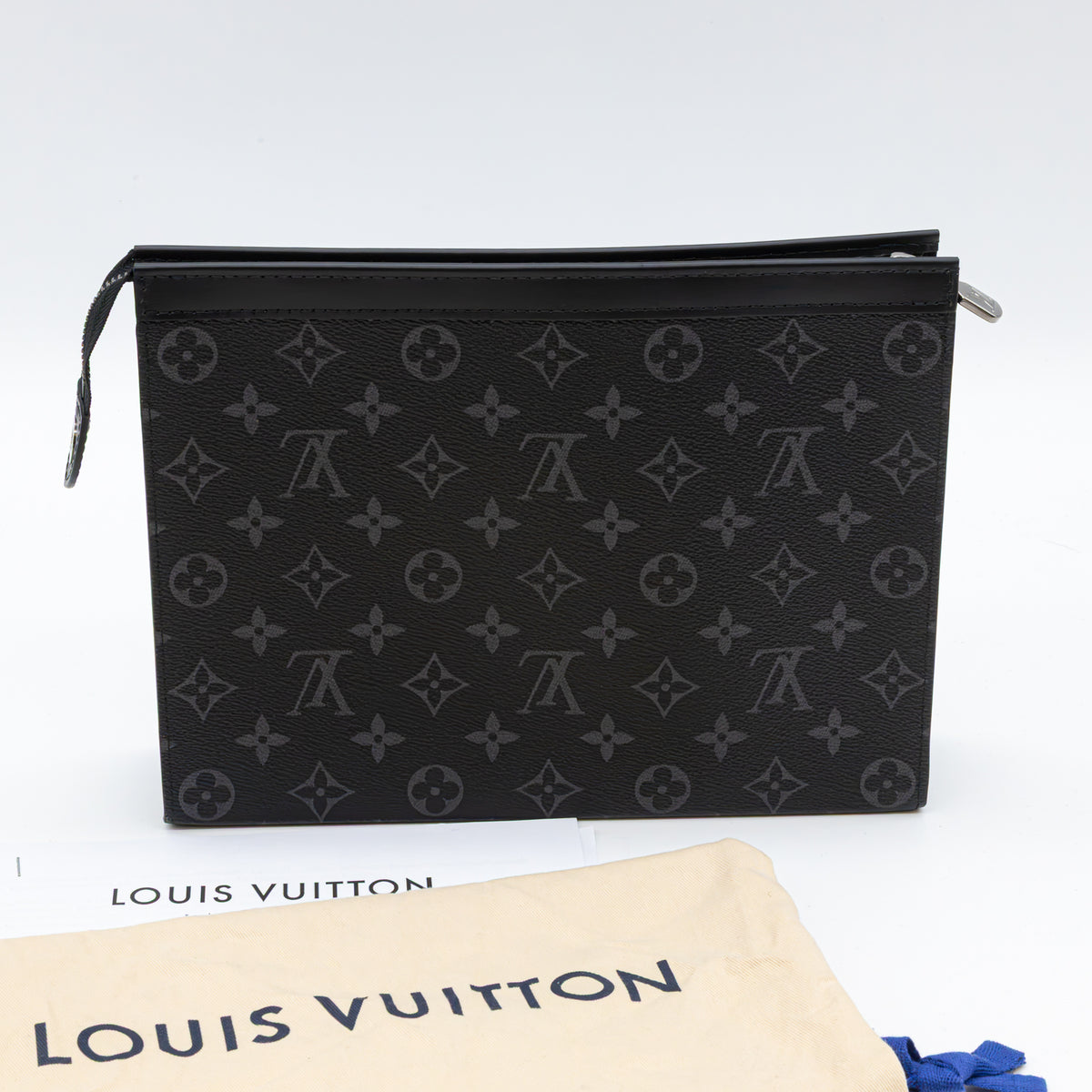 Louis Vuitton Pochette Voyage MM Monogram Eclipse M61692 Clutch Schwarz Grau