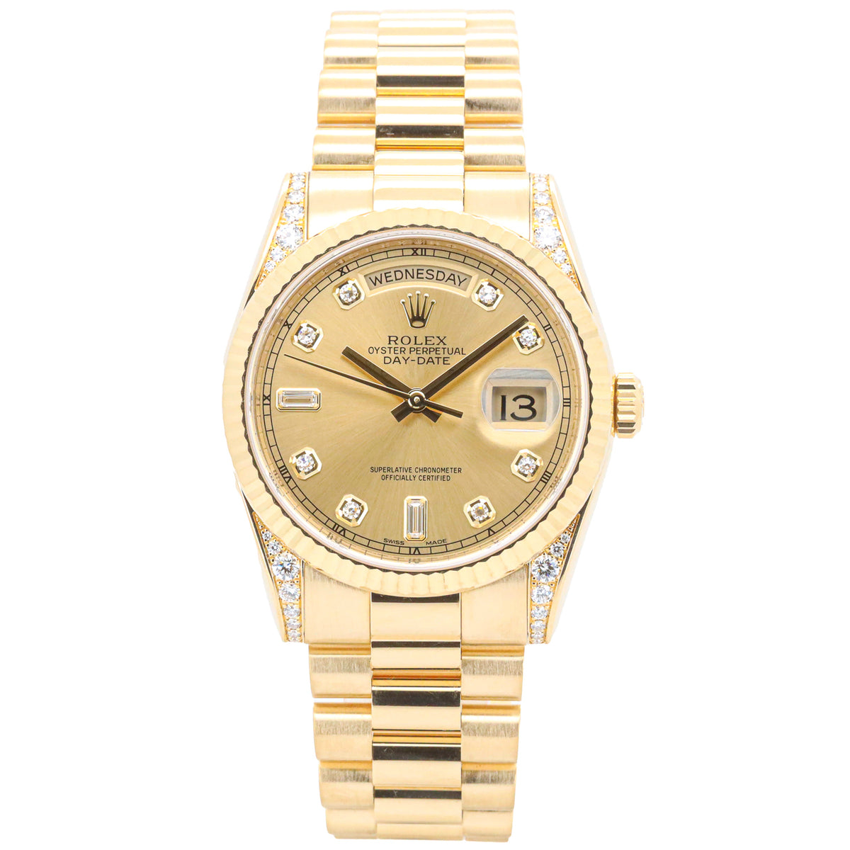 Rolex DayDate 36 118338 President Factory Diamond LC100