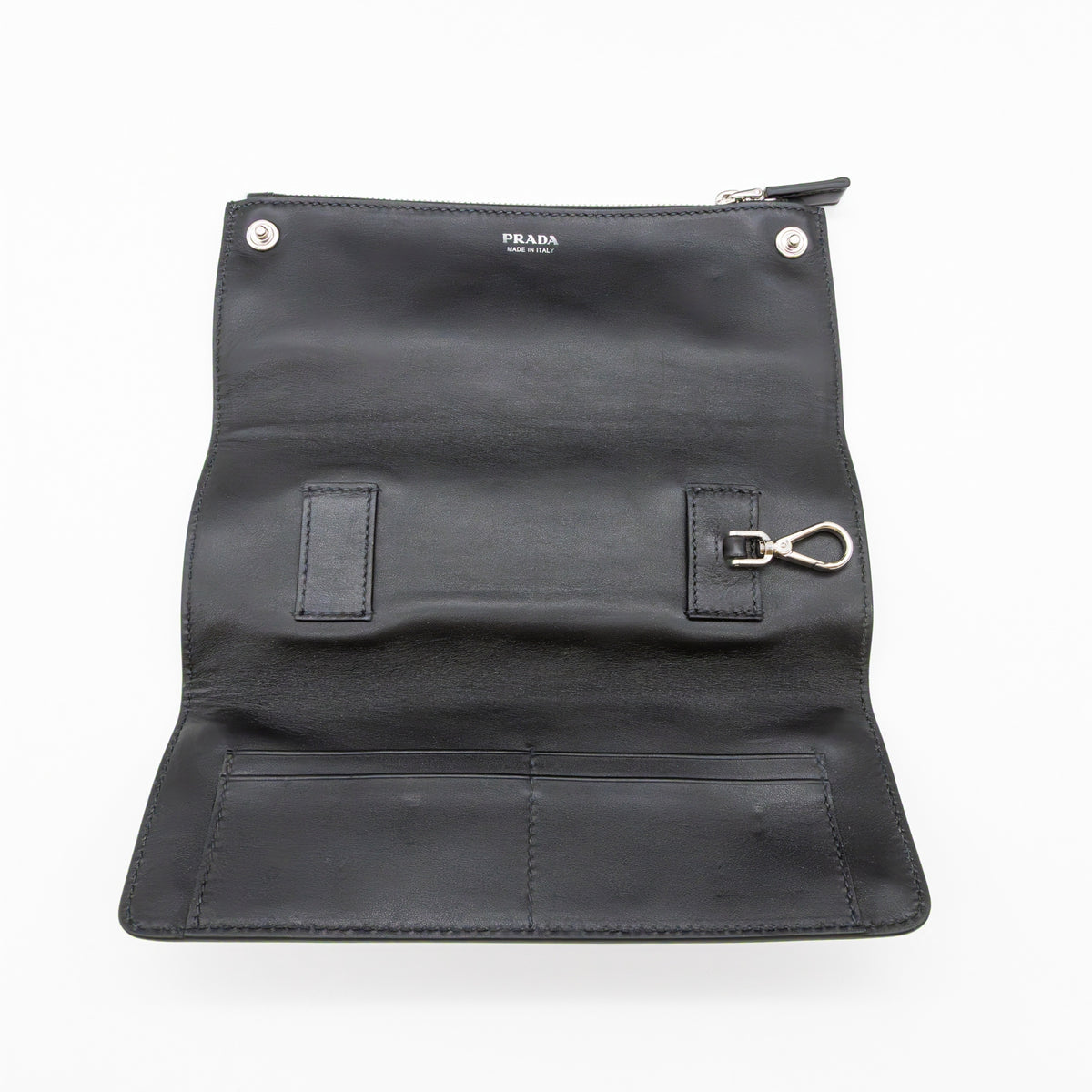 Prada Leder Tote Bag Schwarz Shopper Handtasche Schultertasche mit Pouch