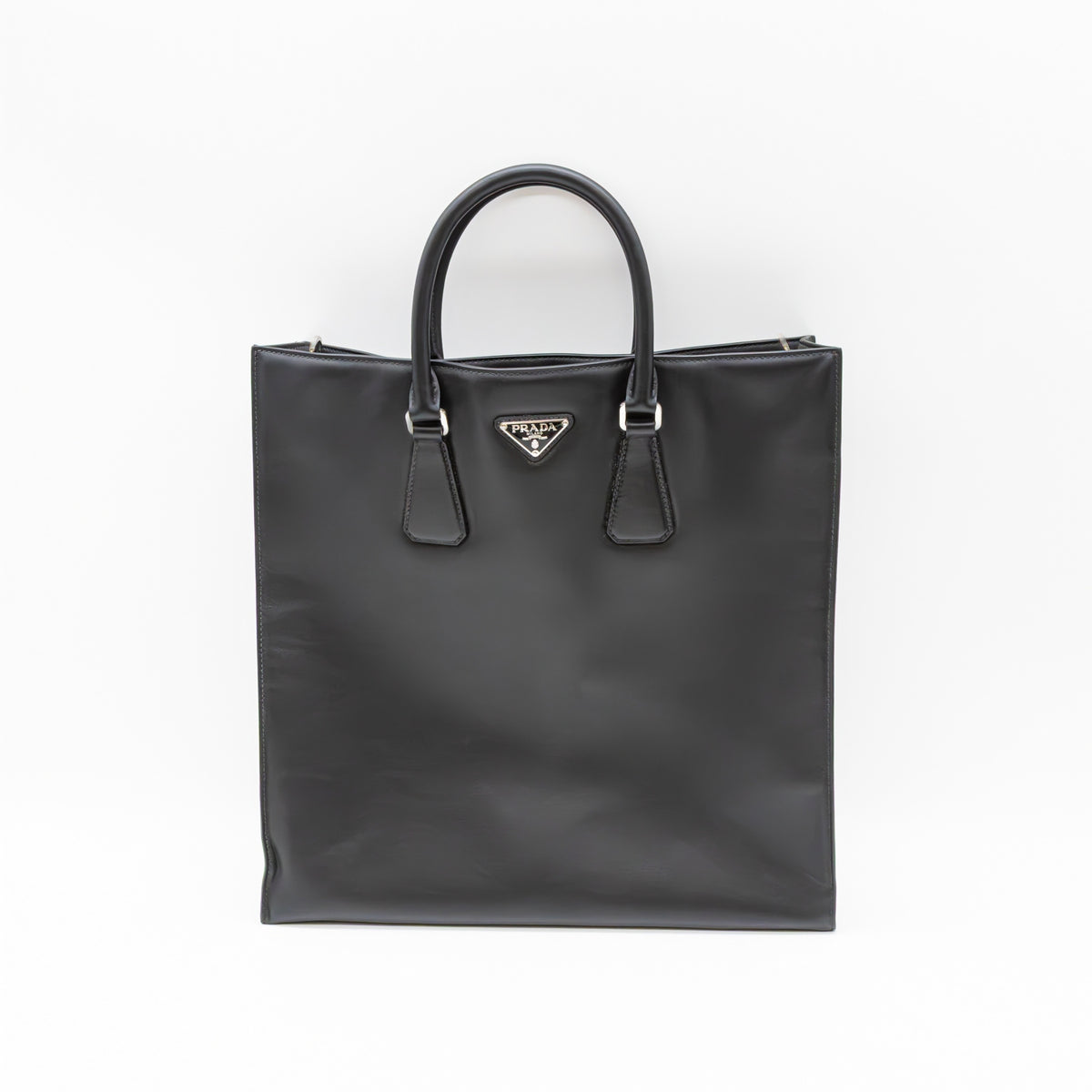 Prada Leder Tote Bag Schwarz Shopper Handtasche Schultertasche mit Pouch