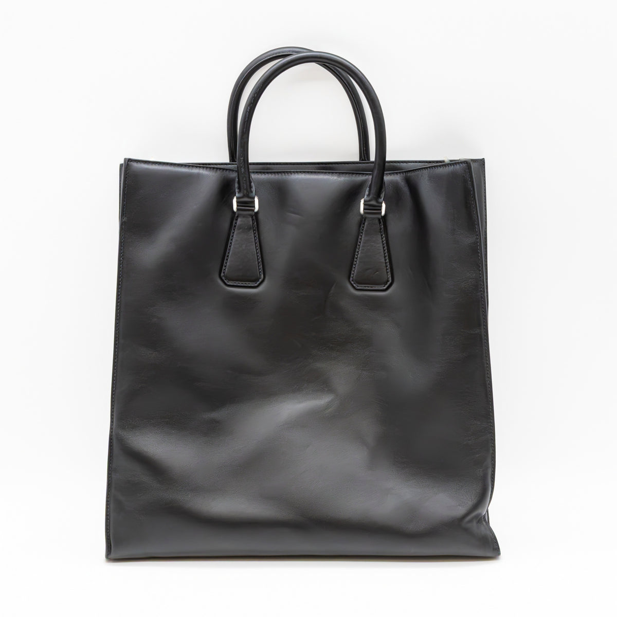 Prada Leder Tote Bag Schwarz Shopper Handtasche Schultertasche mit Pouch