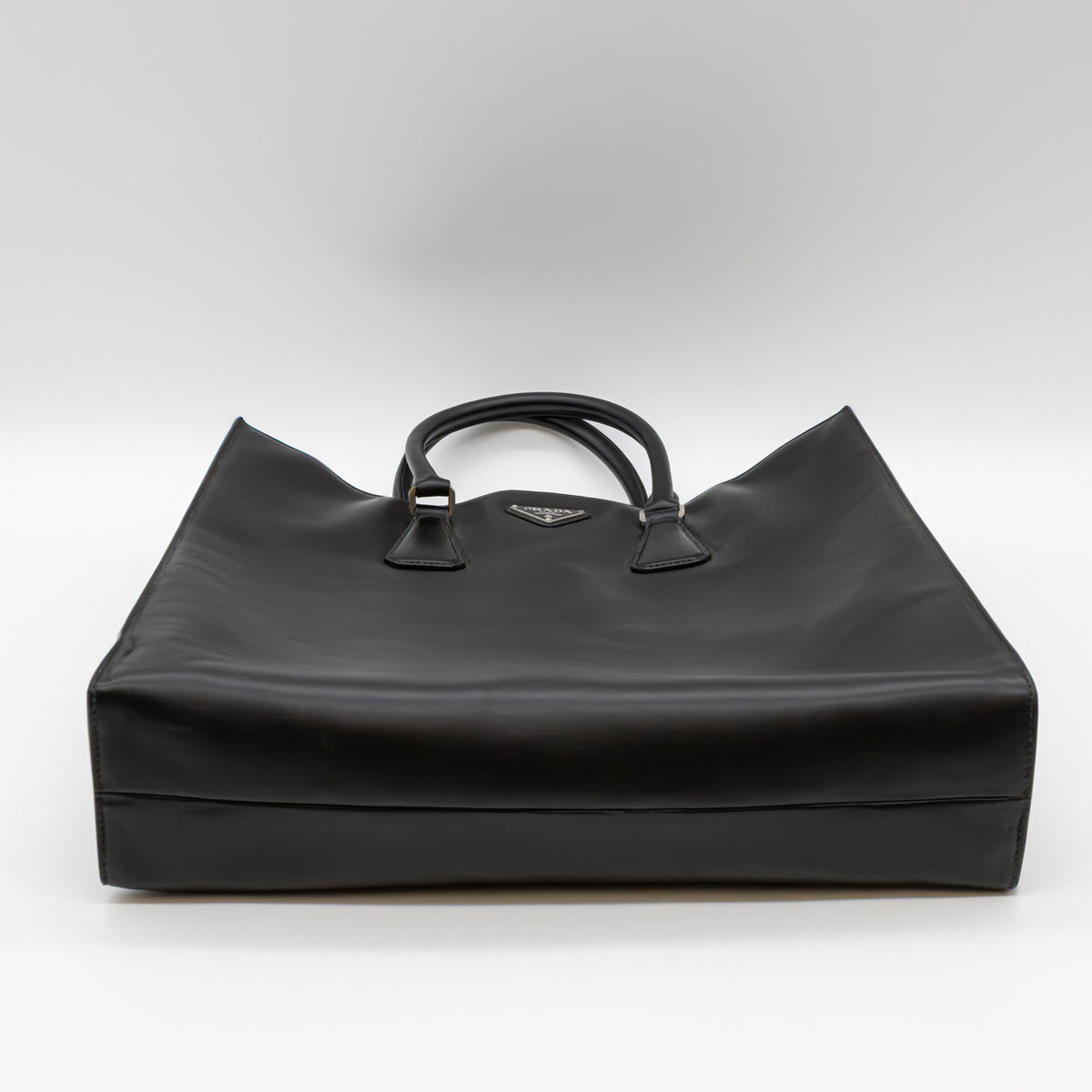Prada Leder Tote Bag Schwarz Shopper Handtasche Schultertasche mit Pouch