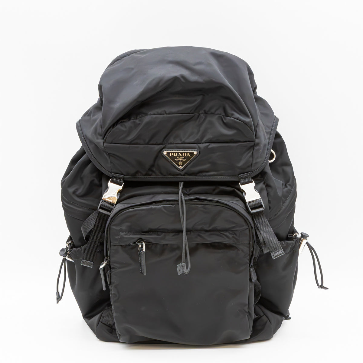 Prada Rucksack aus Re-Nylon und Saffiano-Leder Schwarz Backpack 2VZ090