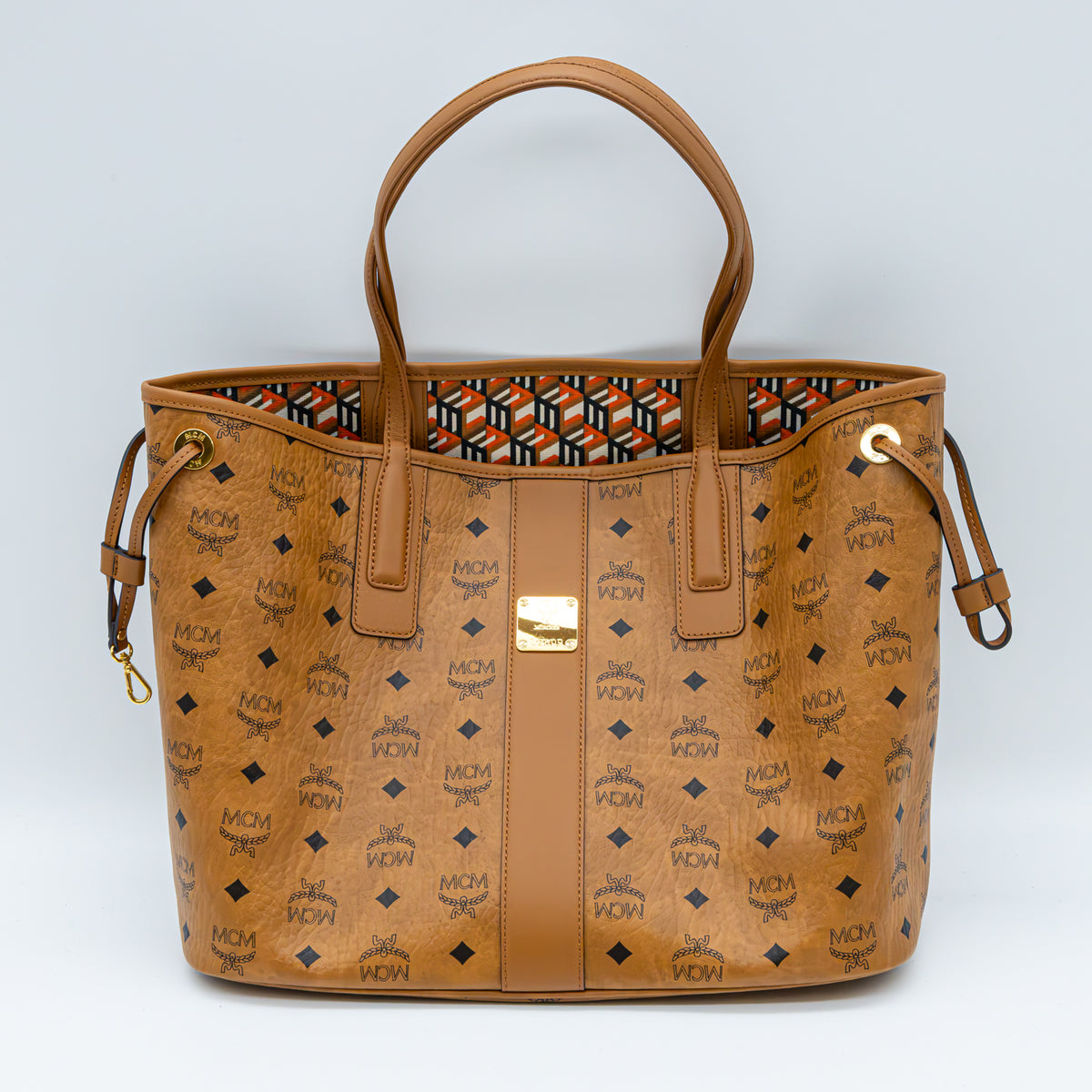 MCM Liz Wendeshopper Medium Visetos Cognac Shopper Tote Bag mit Pochette AVS19004