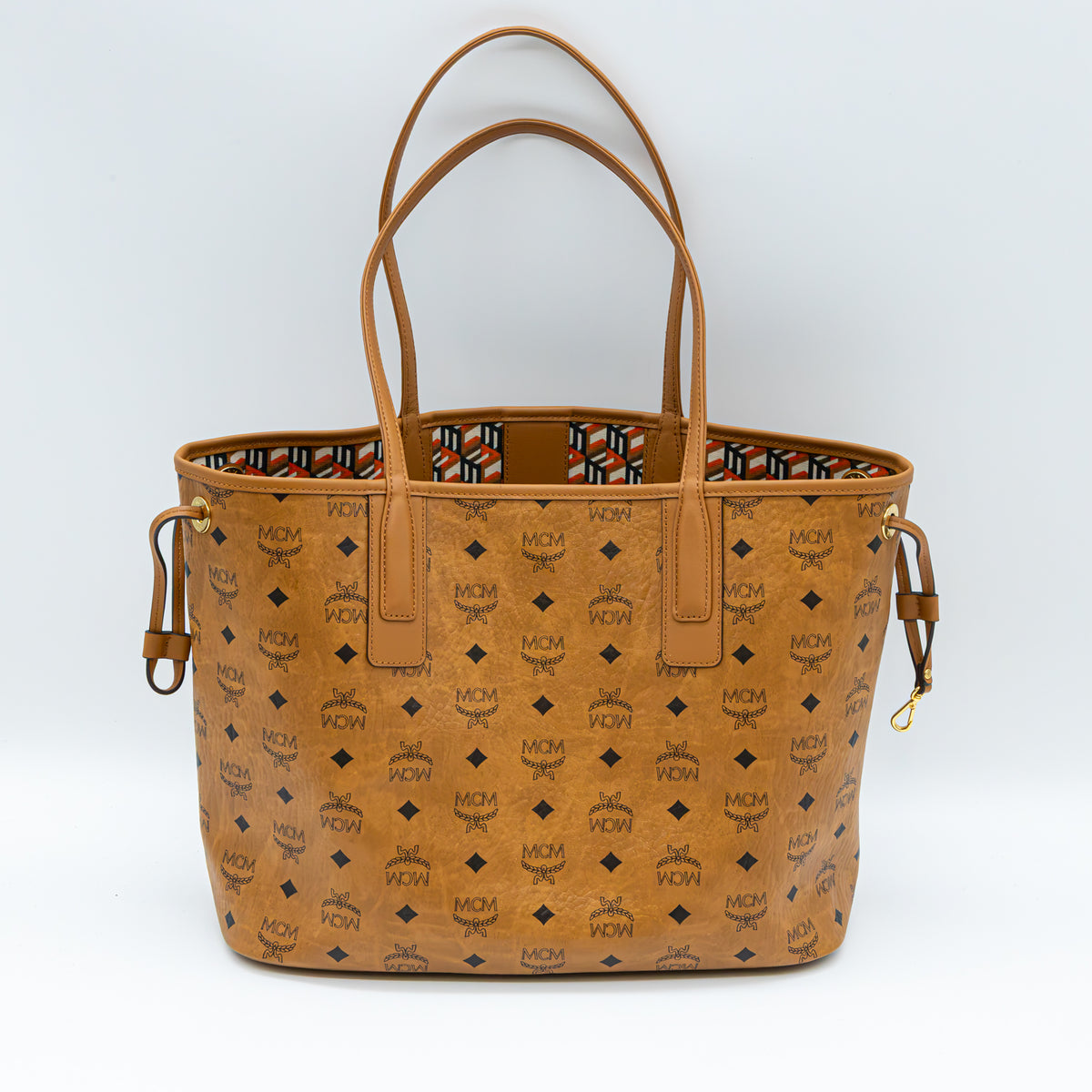 MCM Liz Wendeshopper Medium Visetos Cognac Shopper Tote Bag mit Pochette AVS19004