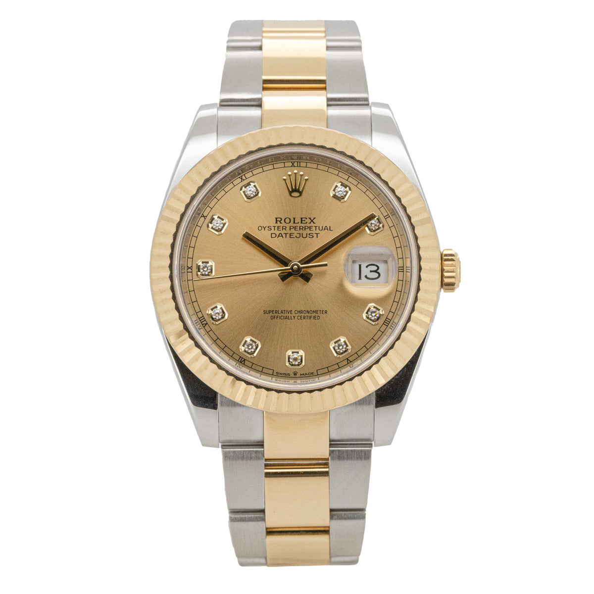 Rolex Datejust 41 126333 Oyster Stahl Gold Diamond Dial Automatik LC100