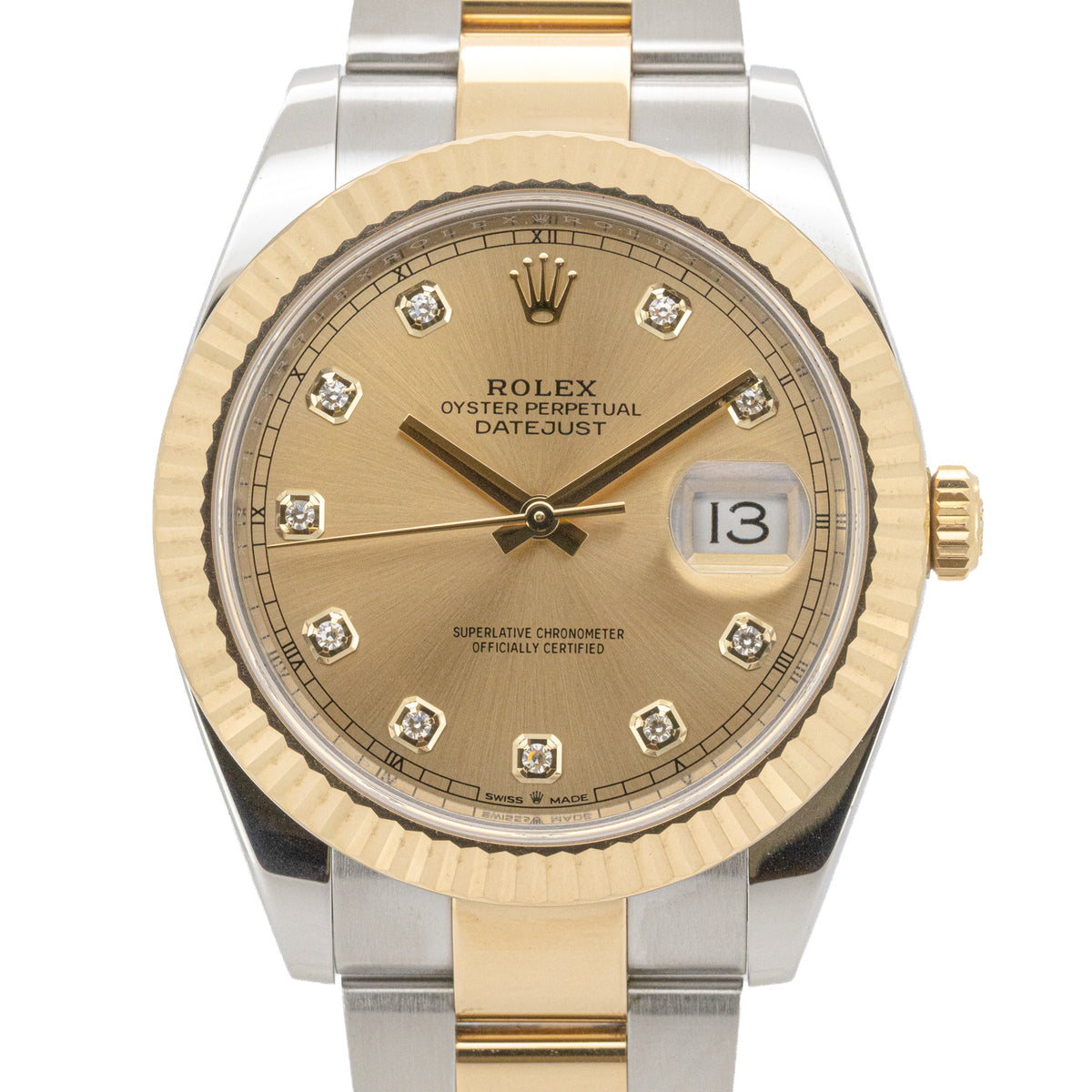 Rolex Datejust 41 126333 Oyster Stahl Gold Diamond Dial Automatik LC100