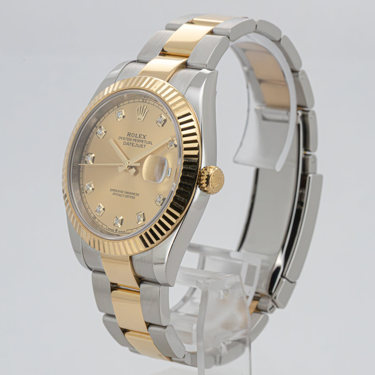 Rolex Datejust 41 126333 Oyster Stahl Gold Diamond Dial Automatik LC100